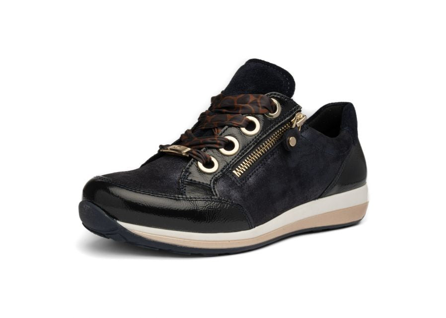 Ara Navy Wide Fit trainer|126458716