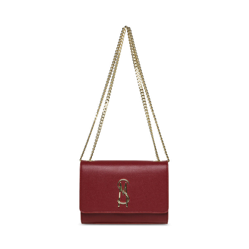 Steve Madden Cherry Red Gold Chain Shoulder Handbag|13001312CR