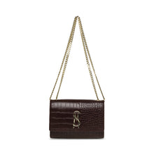 Load image into Gallery viewer, Steve Madden Chocolate Brown Croc Gold Chain Shoulder Handbag|13001313BR
