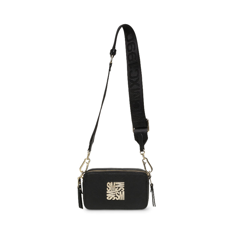 Steve Madden Black & Gold Logo Crossbody Handbag|13001822B