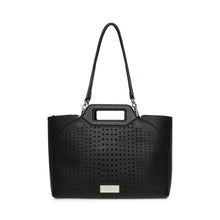 Load image into Gallery viewer, Black perforated handbag on a white background
