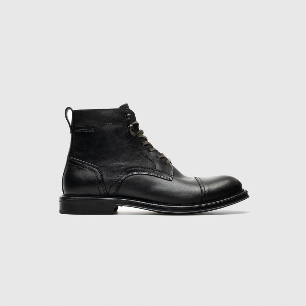 Ambitious Black leather Laced Ankle Boot|137126583N