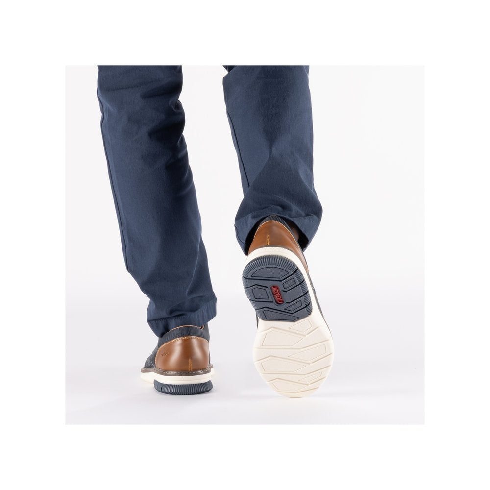 Rieker Navy and Tan Comfort Shoe|1442514