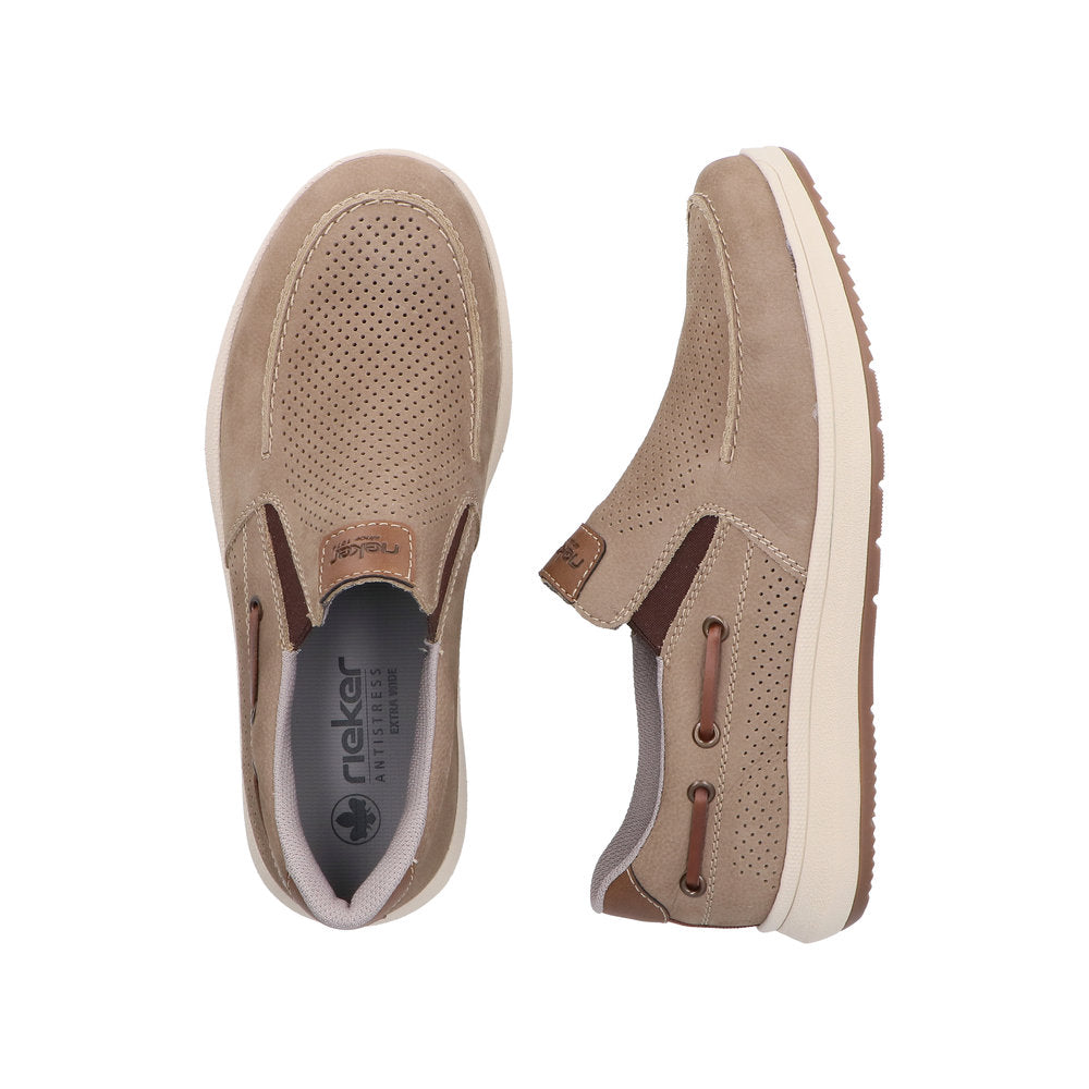 Rieker Wide Fit Taupe Comfort Slip On|1696864