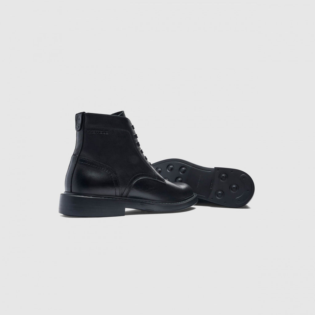 Ambitious Black Leather Laced Boot|146096583