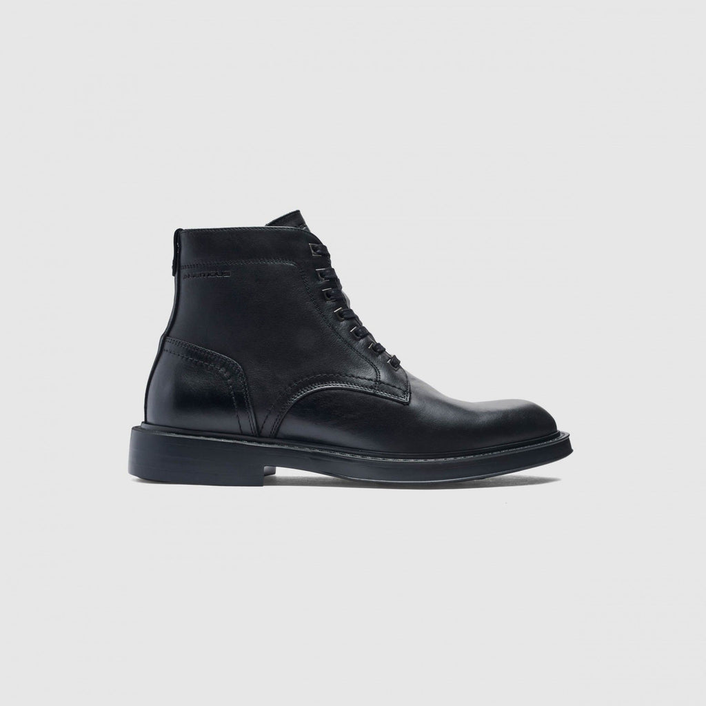 Ambitious Black Leather Laced Boot|146096583