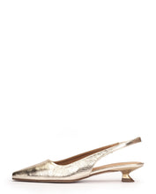Load image into Gallery viewer, Gold slingback shoe on a white background
