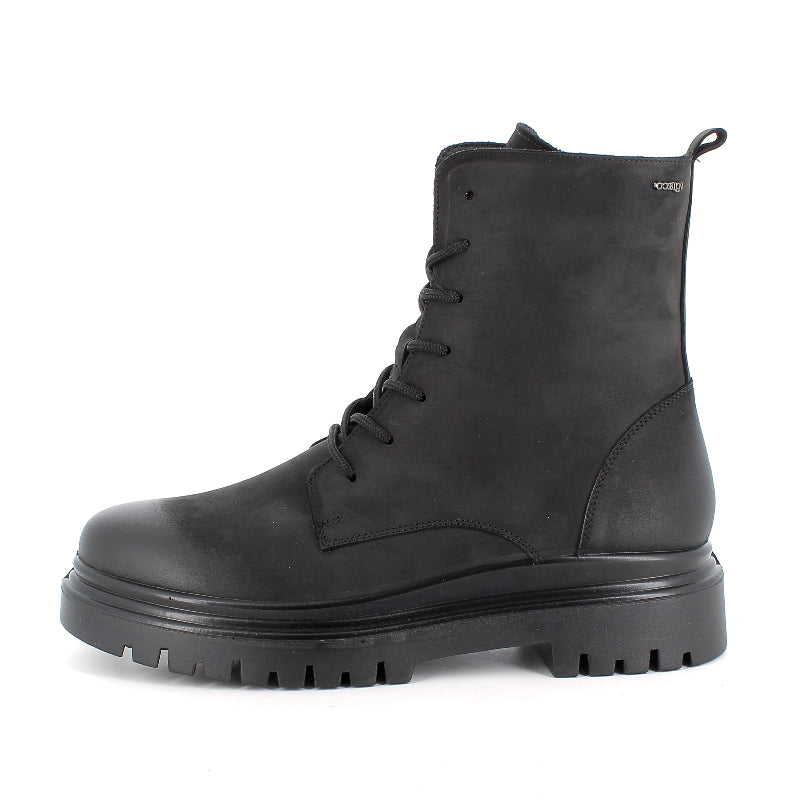 Igi & Co Black Nubuck Leather Laced Ankle Boot|8664011