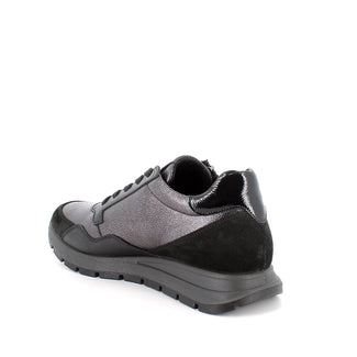 Igi & Co Black & Metallic Mini Wedge Gun Grey Trainer| 8674300