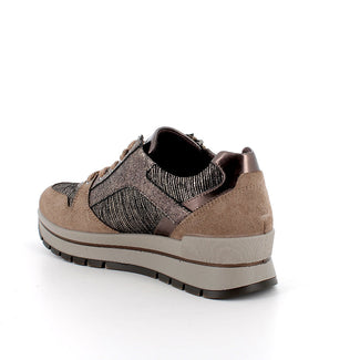 Igi & Co Brown Suede and Metallic Textile Mini Wedge Trainer| 8676133