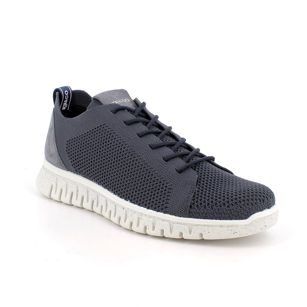Igi & Co Navy fabric and Suede Trainer|1111200