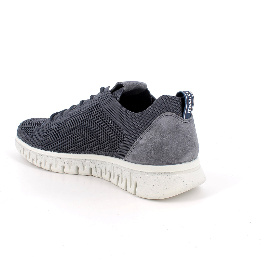 Igi & Co Navy fabric and Suede Trainer|1111200