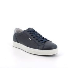 Load image into Gallery viewer, Navy blue sneaker with white sole on a white background
