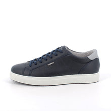 Load image into Gallery viewer, Navy blue sneaker with white sole on a white background
