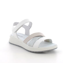 Load image into Gallery viewer, White sandal with gray accents on a white background
