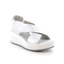 Load image into Gallery viewer, White sandal with gray accents on a white background
