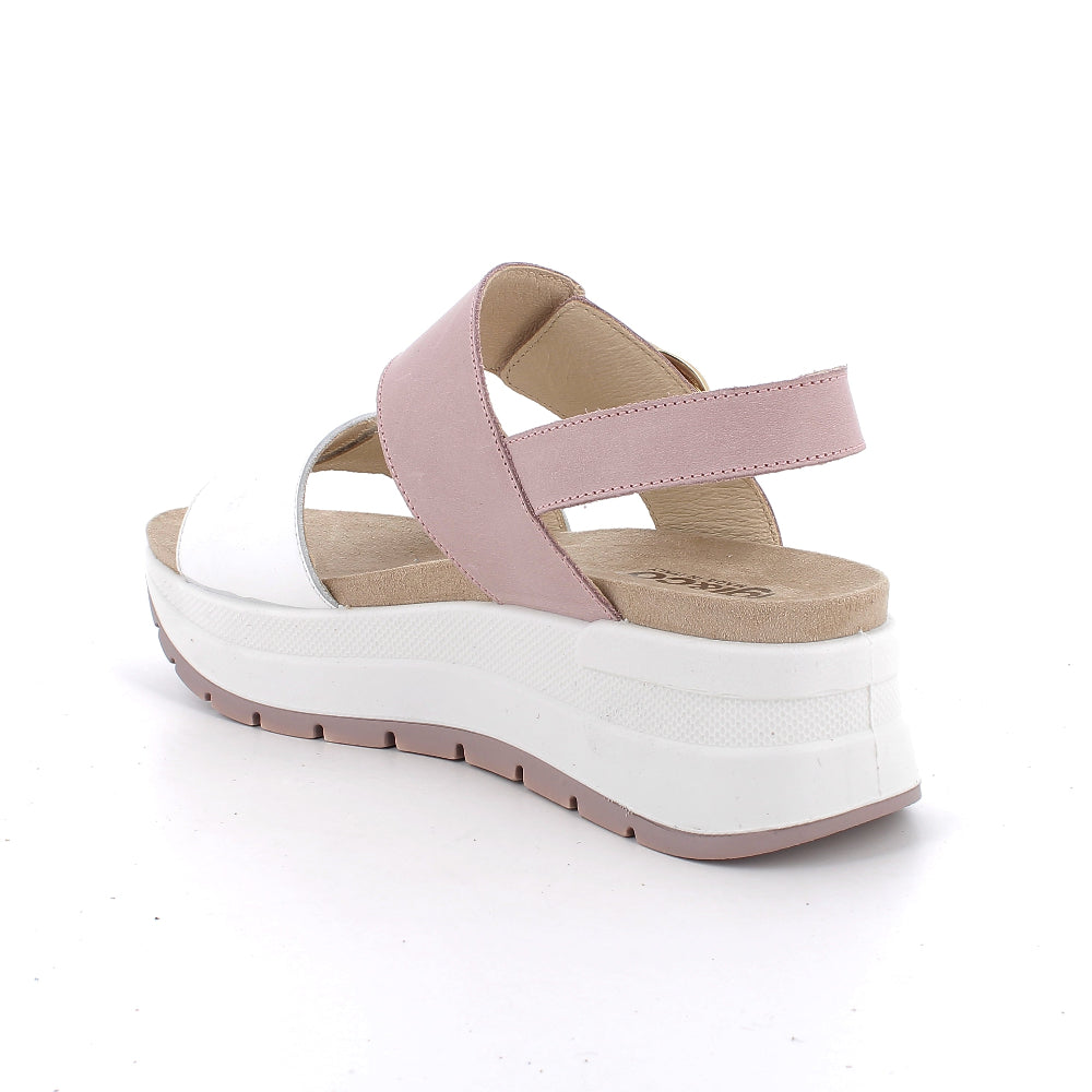 Pink and white sandal on a white background