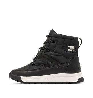 Black Sorel boot on a white background