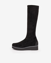 Load image into Gallery viewer, Black knee-high boot on a white background
