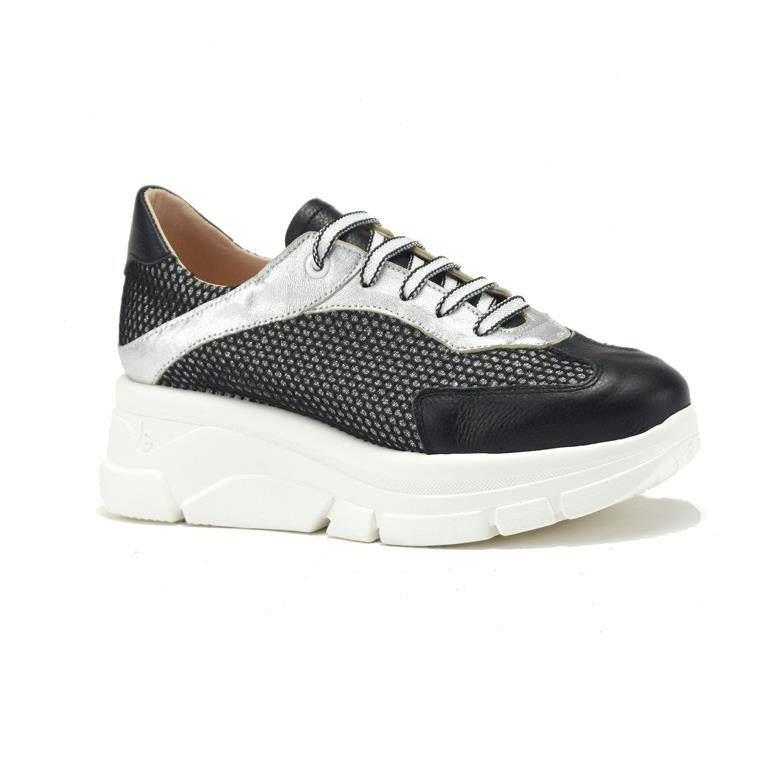 Jose Saenz Black and Silver Wedge Trainer|2311BLK