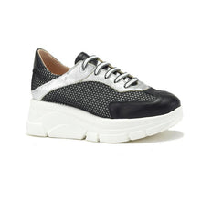 Load image into Gallery viewer, Jose Saenz Black and Silver Wedge Trainer|2311BLK
