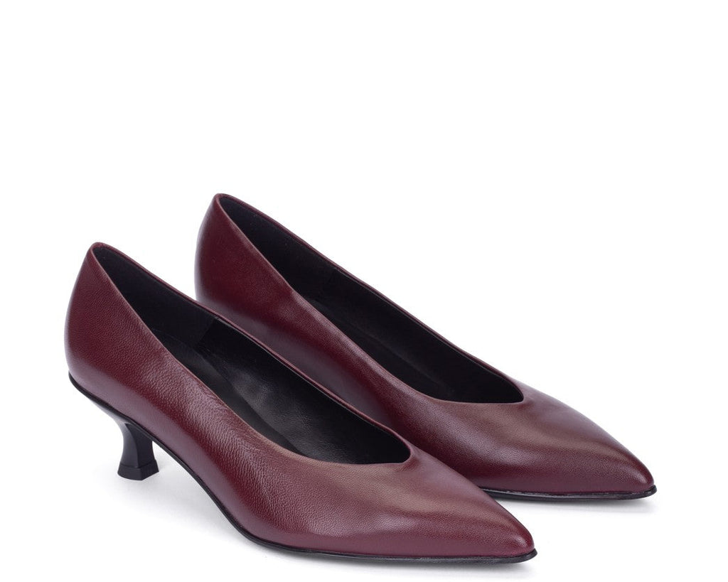 Pedro Miralles Burgundy Kitten Heel Pump|24374BU