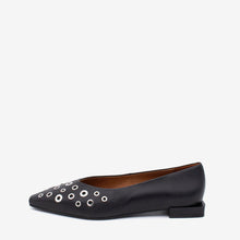 Load image into Gallery viewer, Angel Alarcon Black leather Pump With Metallic Appliques|25509BLK
