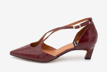 Load image into Gallery viewer, Maroon shoe with a thin strap on a white background
