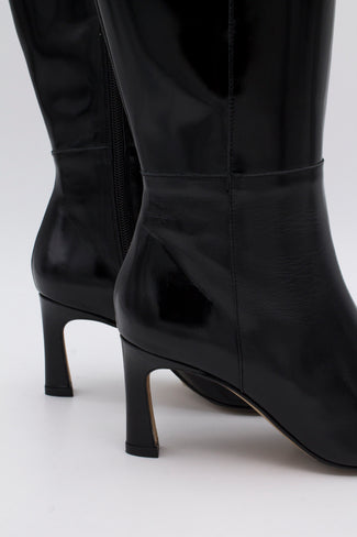 Angel Alarcon Black Leather High Heel Knee High Boot|25619BLK