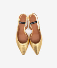 Load image into Gallery viewer, Angel Alarcon Gold Kitten Heel Sling Back|26017GLD
