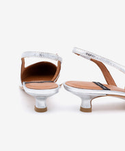Load image into Gallery viewer, Angel Alarcon Silver kitten Heel Sling Back|26017SIL
