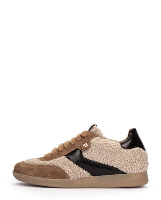 Pedro Miralles Beige Fur and Black Leather Trainer|27001BGE