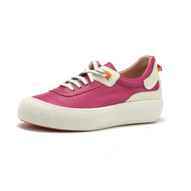 Pink sneaker with white sole on a white background