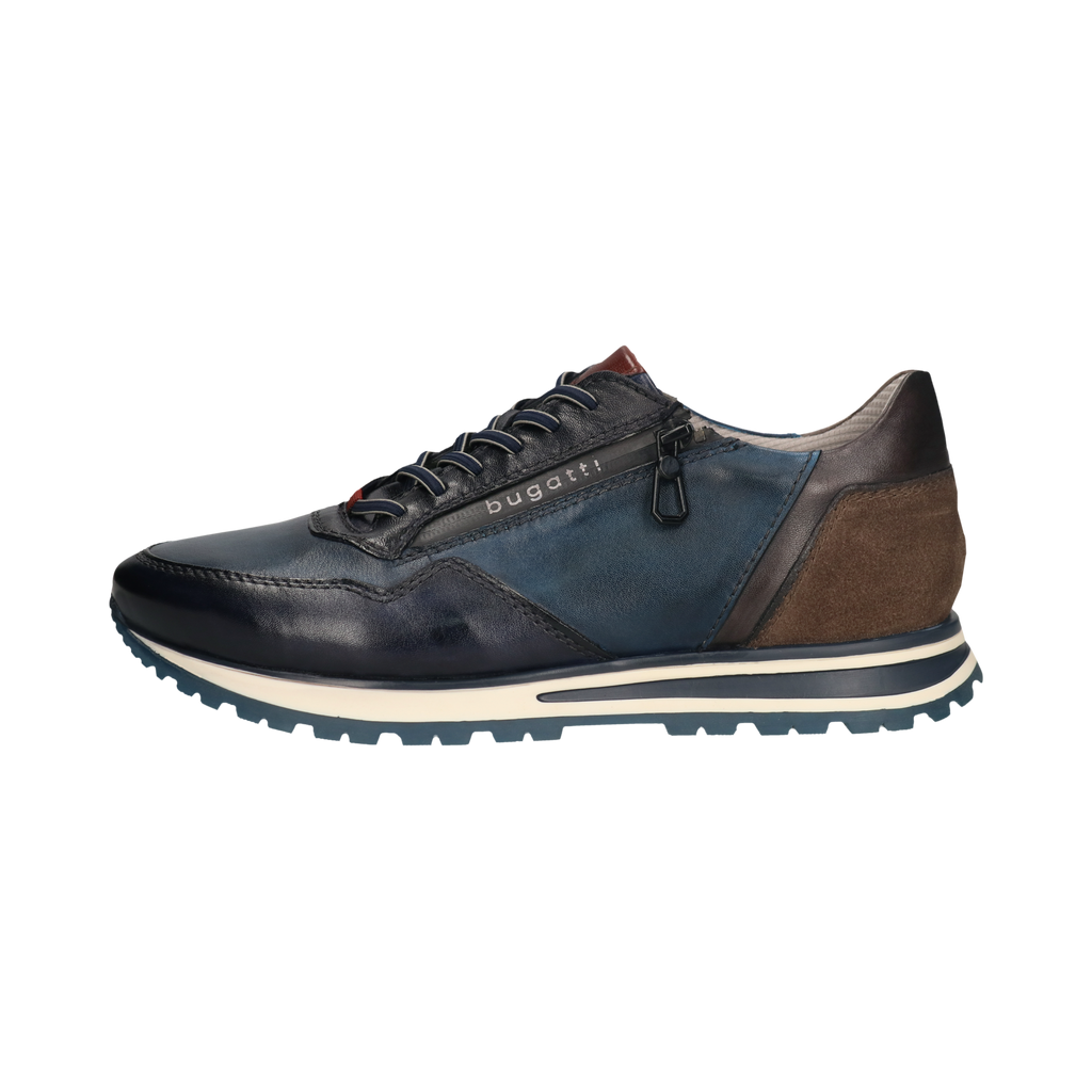 Bugatti Navy Leather Trainer|331AG80941