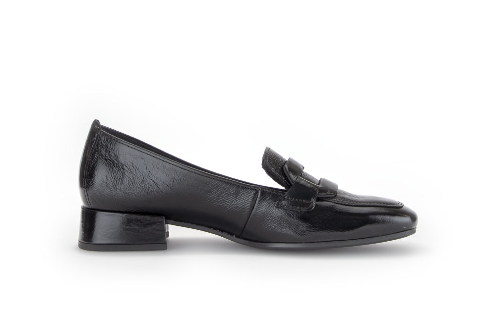 Gabor Black Leather Loafer|400201001