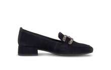 Load image into Gallery viewer, Gabor Navy Suede Loafer with Diamante Buckle|400202002

