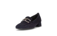 Load image into Gallery viewer, Gabor Navy Suede Loafer with Diamante Buckle|400202002

