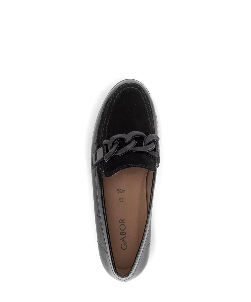 Gabor Black Patent Loafer|400401003