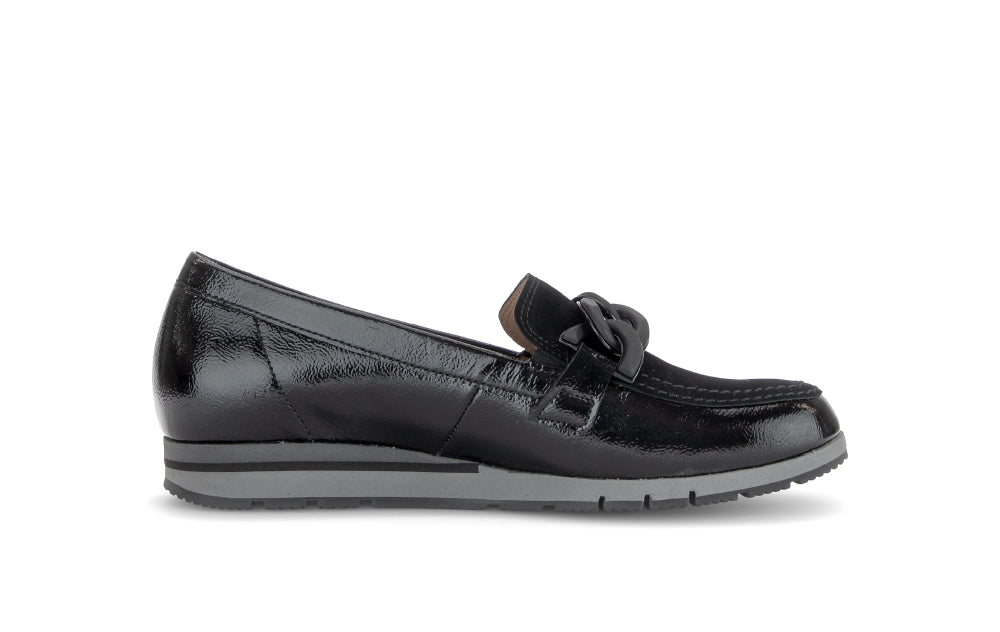 Gabor Black Patent Loafer|400401003