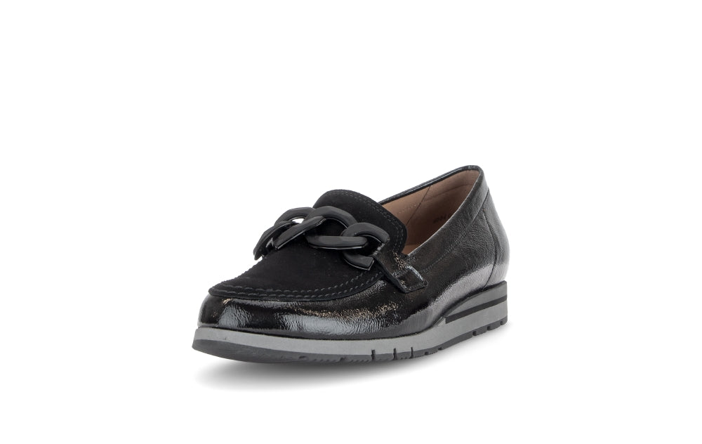 Gabor Black Patent Loafer|400401003