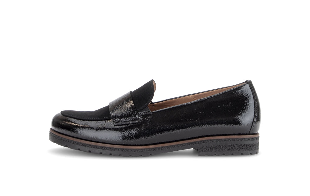 Gabor Black Patent and Suede Loafer|400501002