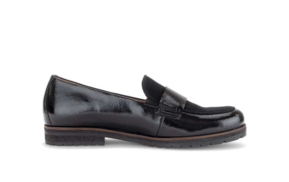 Gabor Black Patent and Suede Loafer|400501002