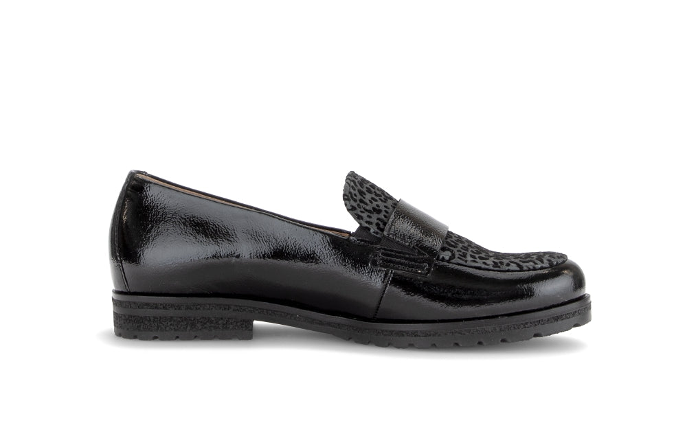 Gabor Black patent and Leo Print Loafer|400501008