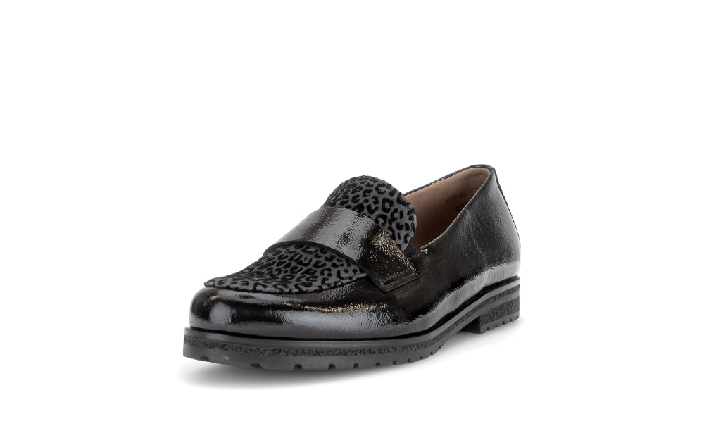 Gabor Black patent and Leo Print Loafer|400501008