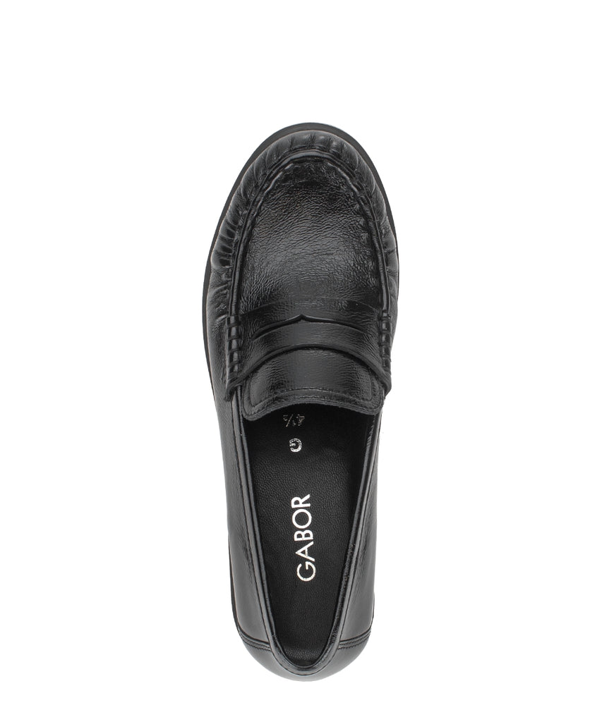 Gabor Black Leather Loafer|400901001