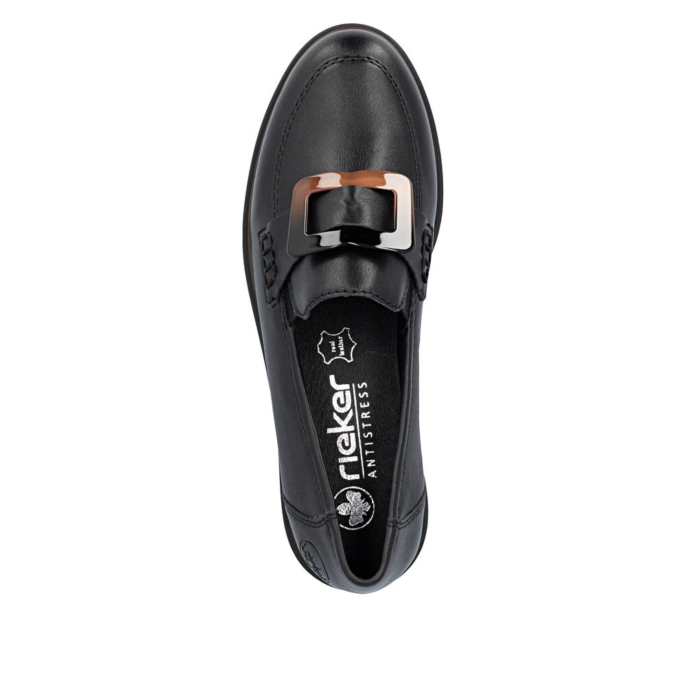 Rieker Black Loafer with Buckle|4555300