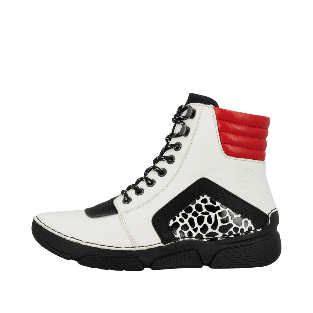 Rieker Red, White & Black Sporty Ankle Boot|4590460