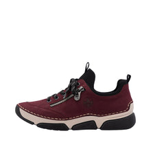 Load image into Gallery viewer, Maroon sneaker with black accents on a white background
