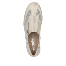 Load image into Gallery viewer, Rieker Beige &amp; White Comfort Mini Wedge Slip On|4876060W
