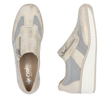 Load image into Gallery viewer, Rieker Beige &amp; White Comfort Mini Wedge Slip On|4876060W
